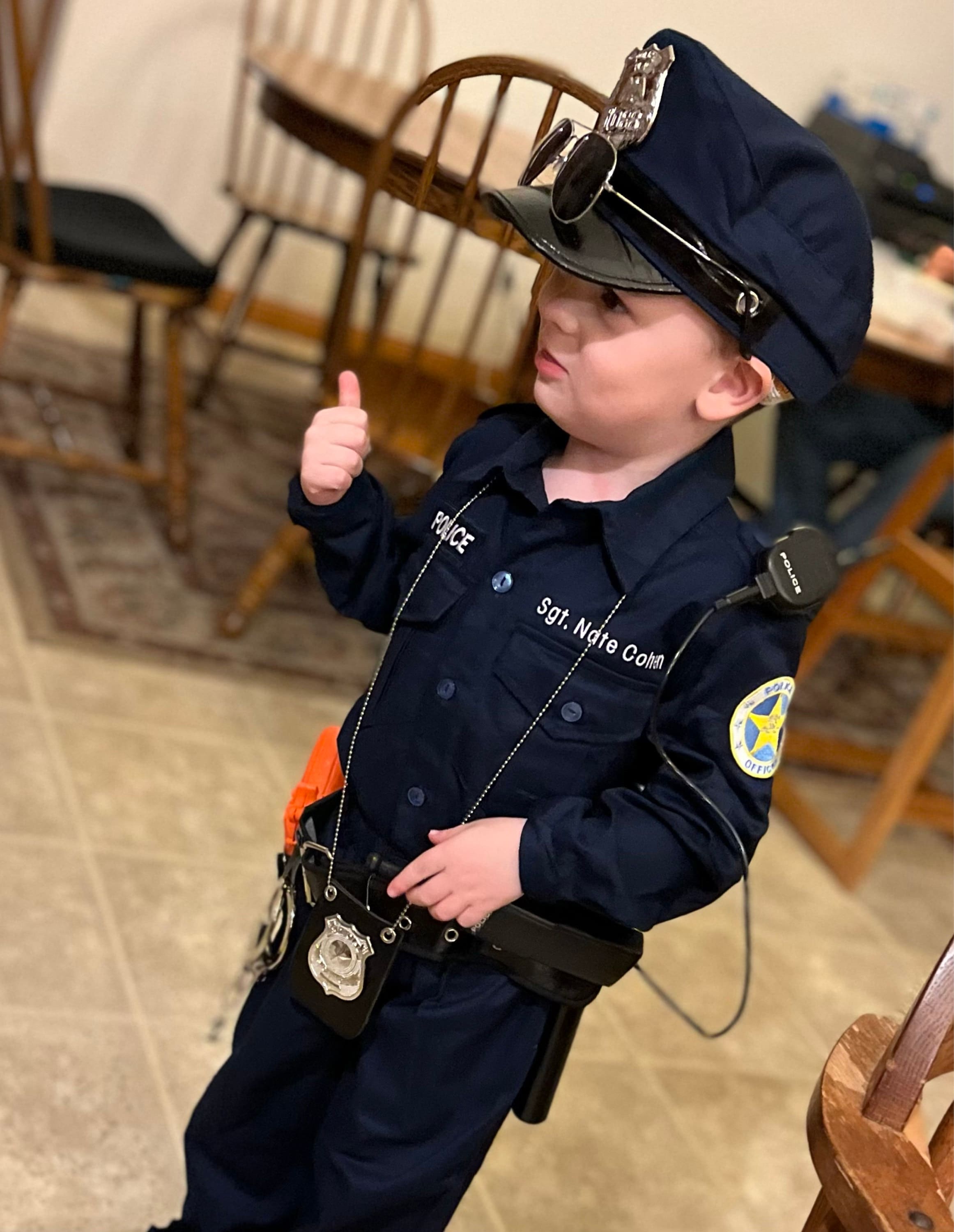 Kid&#39;s Police Costume | Embroidery PERSONALIZED Costume | Authentic | FREE hat | Perfect Kid&#39;s Birthday gift | Best Kid&#39;s Christmas Present!