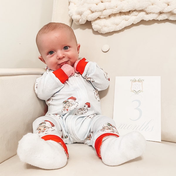 Watercolor Monogram Crest Baby Milestone Cards // Baby // Month Cards ...