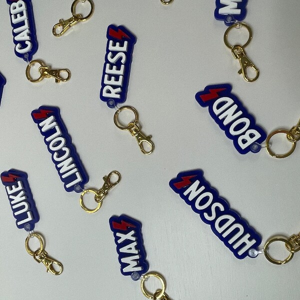 CUSTOM NAME KEYCHAIN - Lightning Bolt Style - Gender Neutral ...