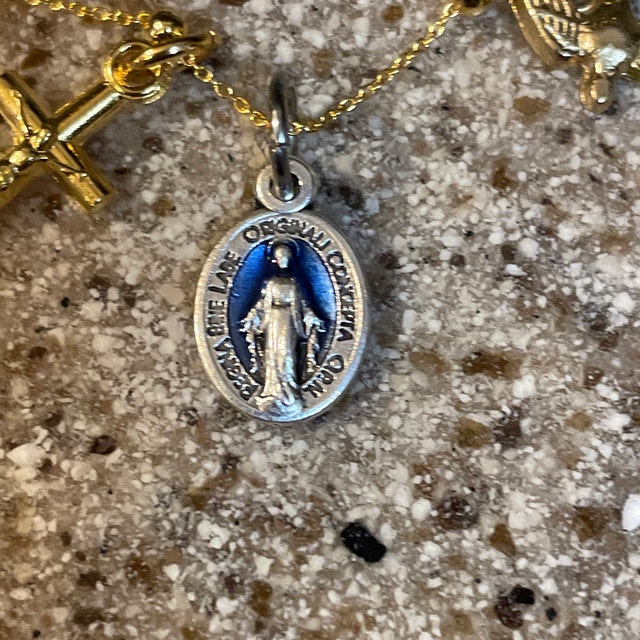 Huge Miraculous Medal 3 with Blue Enamel - Blessed by Pope