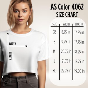 AS 4062 Size Chart, AS Color 4062 Mockup Size Chart, Wo's Crop Tee