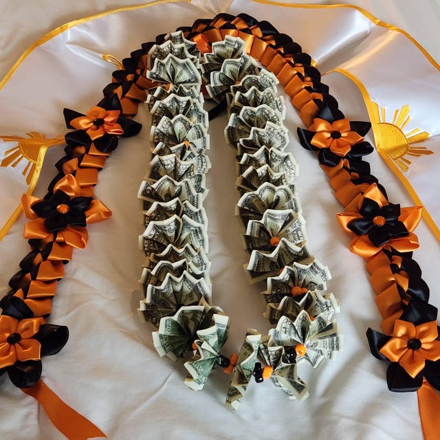 Graduation Lei in Black and Orange - Etsy display picture 2