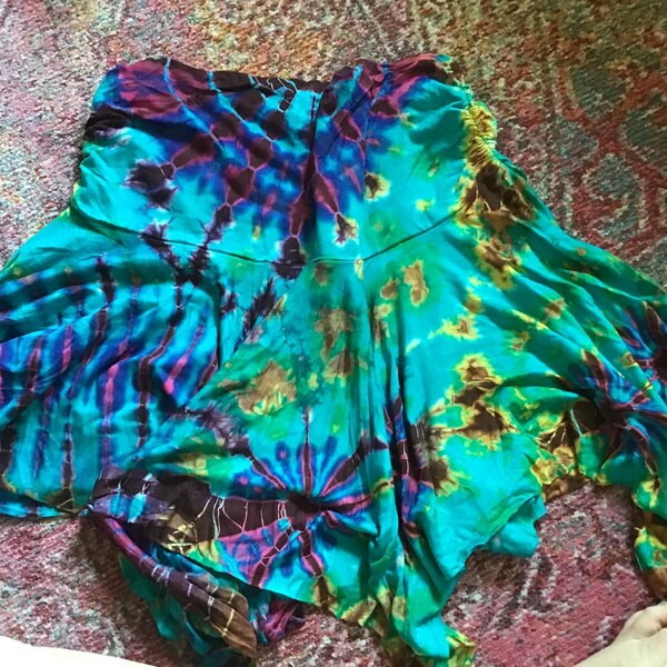 Casual high stretch multicolor tie dye high waist slim bell-bottoms