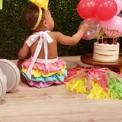 One Unicorn Birthday Romper with Tutu and Unicorn Headband main image 0