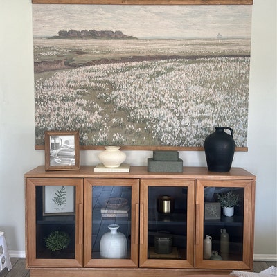 Extra Large Vintage Art Living Room Art Flowering Field Large Wall Art Canvas Wall Art Vintage ...