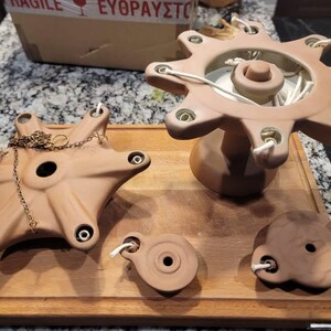 大型セラミック製テーブルオイルランプ | 8炎古代ギリシャオイルランプ