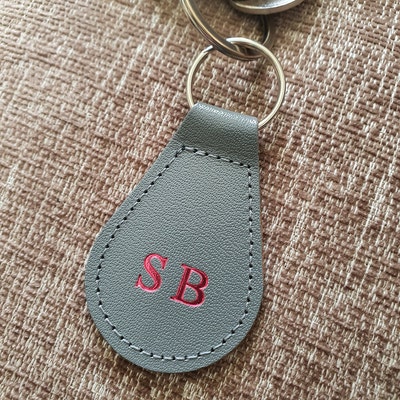 Personalised Leather Keyring Key Fob With Initials. Monogram - Etsy UK