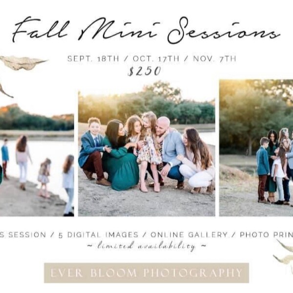 Fall Mini Session Template for Photographers, Family Photography Autumn ...