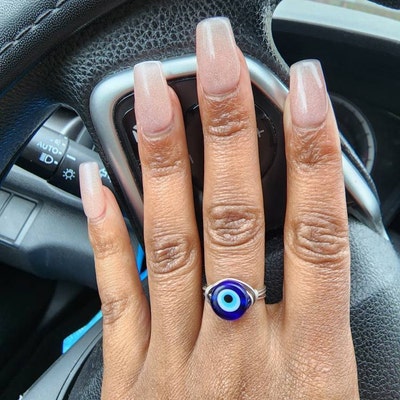 Nude Shimmer Cateye Press on Nail Set With Prep Kit - Etsy