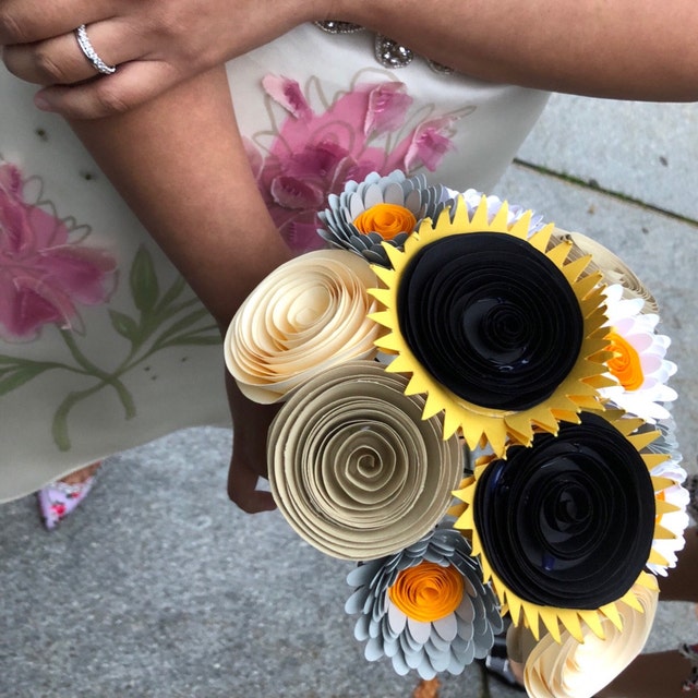 Paper Flower Bouquet Newspaper Flower Bouquet Handmade Etsy