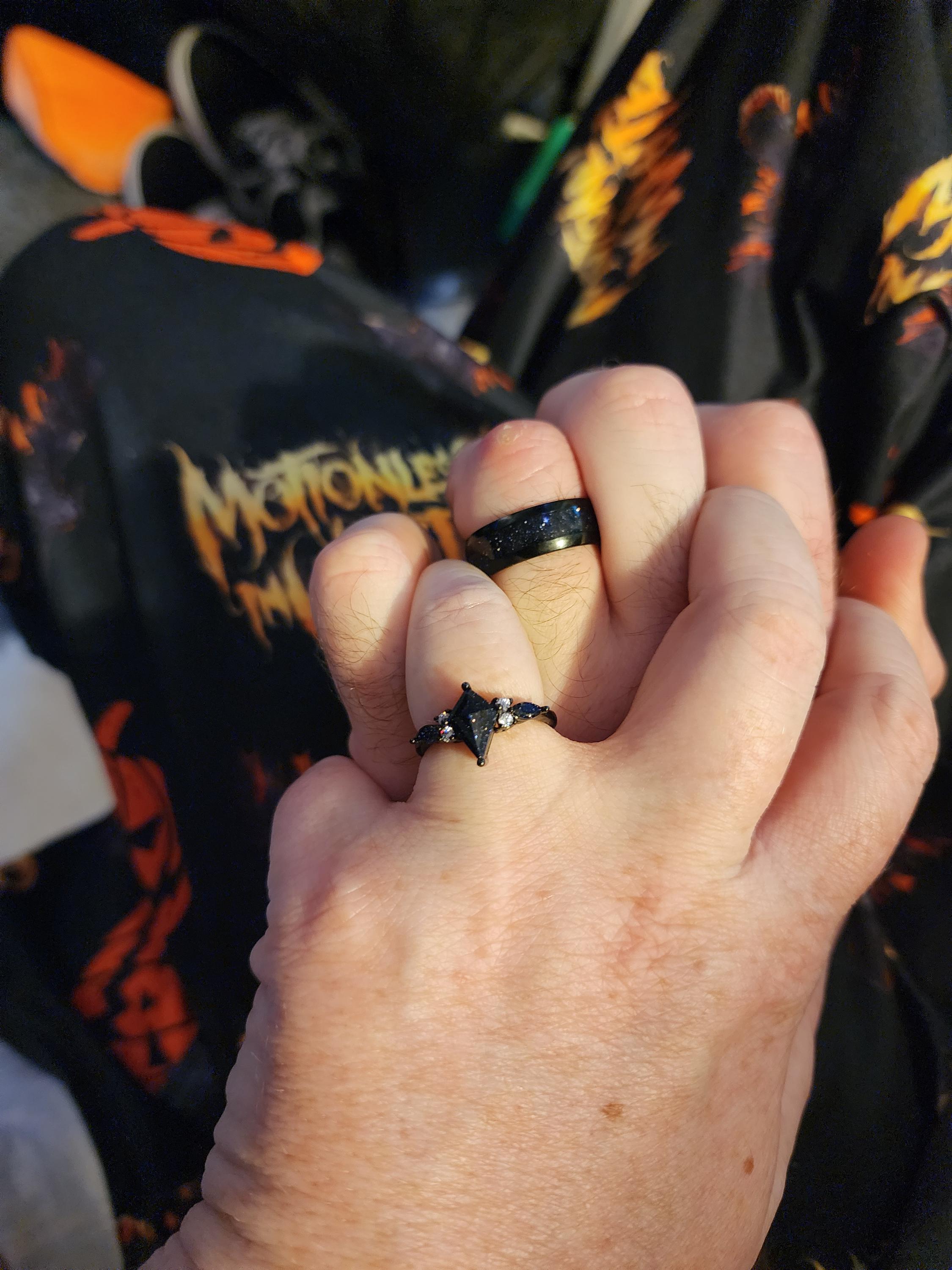 Orion Nebula Ring Set, Matching Promise Rings for Couples, Blue Sandstone Rings Engagement Ring Anniversary Gift.