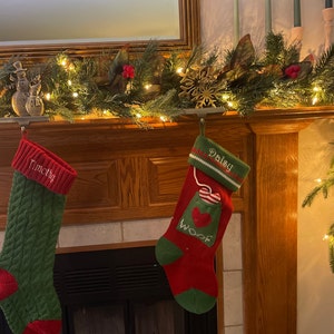 Knitted Christmas Stockings Red Ivory Green Cable Knit Family With Pets ...