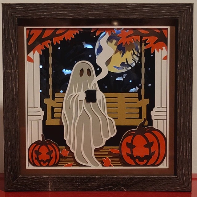 Chilling Ghost 3D Shadow Box SVG/ 3D Ghost on Swing