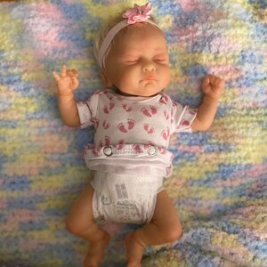 Size Micro Preemie Mint Deer Print Ready to Ship Reborn Baby Doll Handmade Cloth Diaper