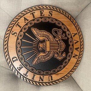 U.S. Navy Emblem Wood Carved Plaque, Veteran Decor Gift, Military