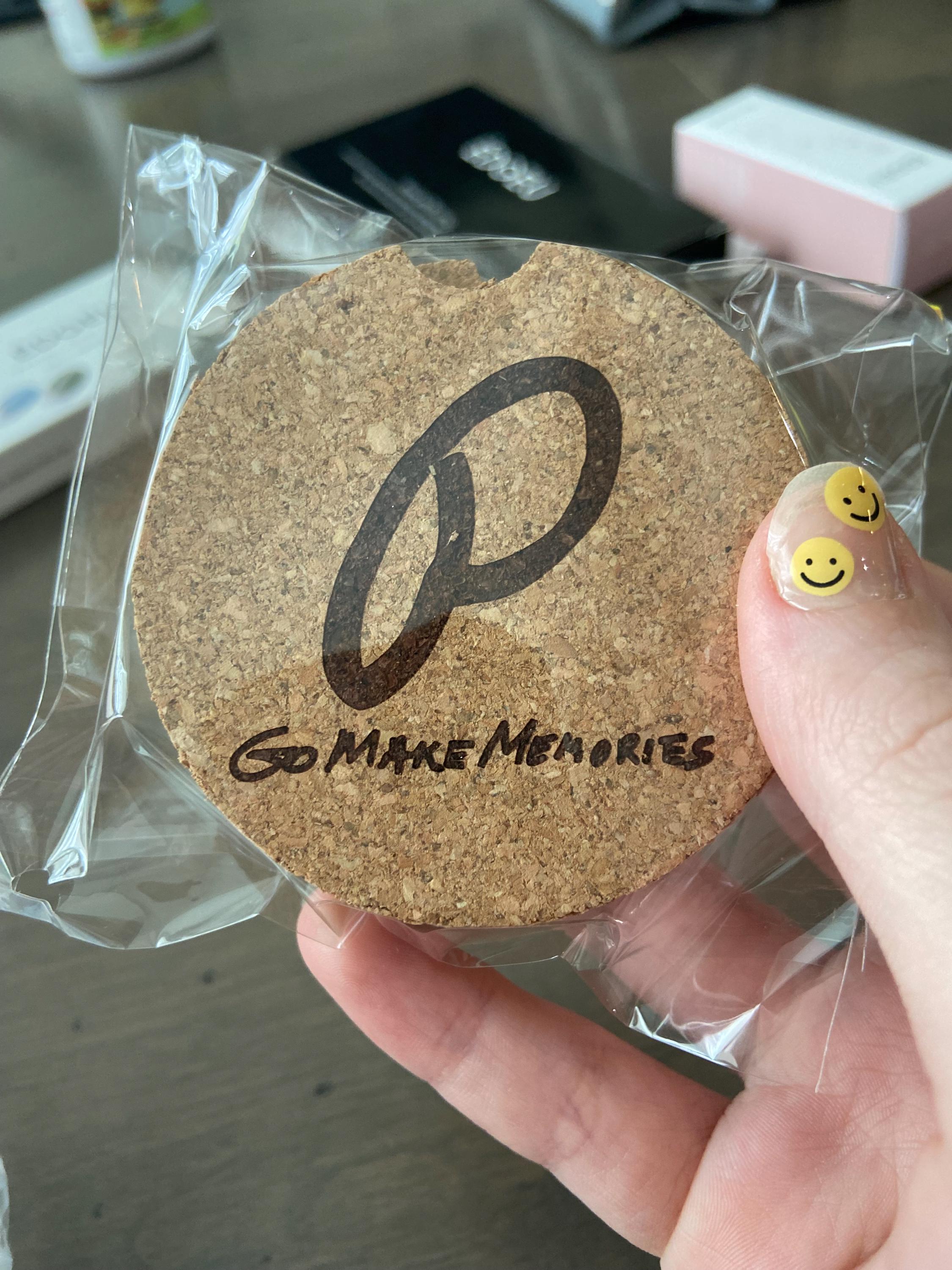Customer photo of Custom Logo Engraved Cork Car Cup Holder Coasters from Verified buyer