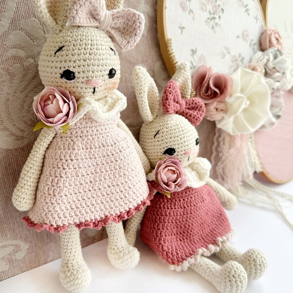 Crochet PATTERN Flower Bunnies, Amigurumi Animal Pattern, Crochet Bunny ...