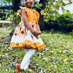 Sunflower Dress, Fall Dress, Fall Photo Dress, Fall Floral Dress