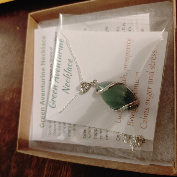Green Aventurine Necklace, Green Aventurine Jewelry, Healing Crystal ...