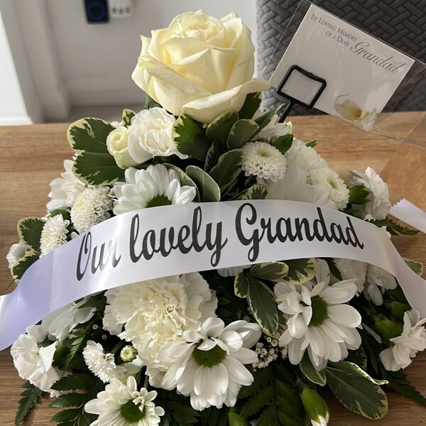 Floral Tribute Ribbon, Birthday Bouquet and Wreath Ribbon. Personalised ...