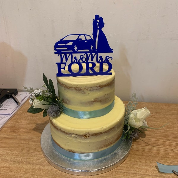 Wedding Cake Topper With Car, Couple and Car Cake Topper for Wedding ...