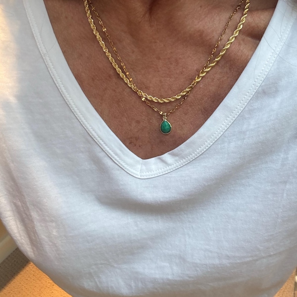 Gold Chain London Necklace with Labradorite Crystal Pendant main image 1