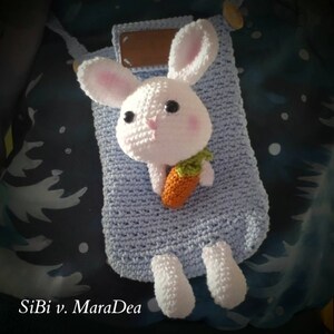 かぎ針編みのウサギのスマホポーチのパターン、ウサギのバッグ（PDF