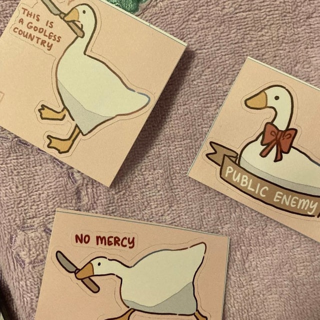 House House on X: Still very enamoured with the stickers that  @elloradatura made us for Untitled Goose Game's launch on Steam.    / X