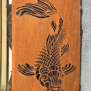 Metal Privacy Screens Koi Fish Art Decorative Screens Oversize Metal ...