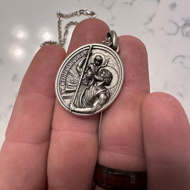 Personalized Saint Christopher Silver Necklace, Handmade St