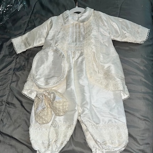 Boys Christening Outfit Burbvus B021 100% SILK Handmade Baptism Gown ...