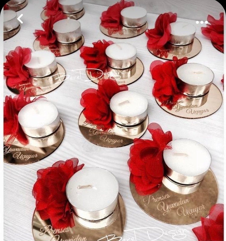 Flowery Wedding Candles, Henna Gifts, Bridal Shower Gifts, Party Favors, Wedding Guest Gifts, Henna Favors, Birthday Party Favors, Sweet 16