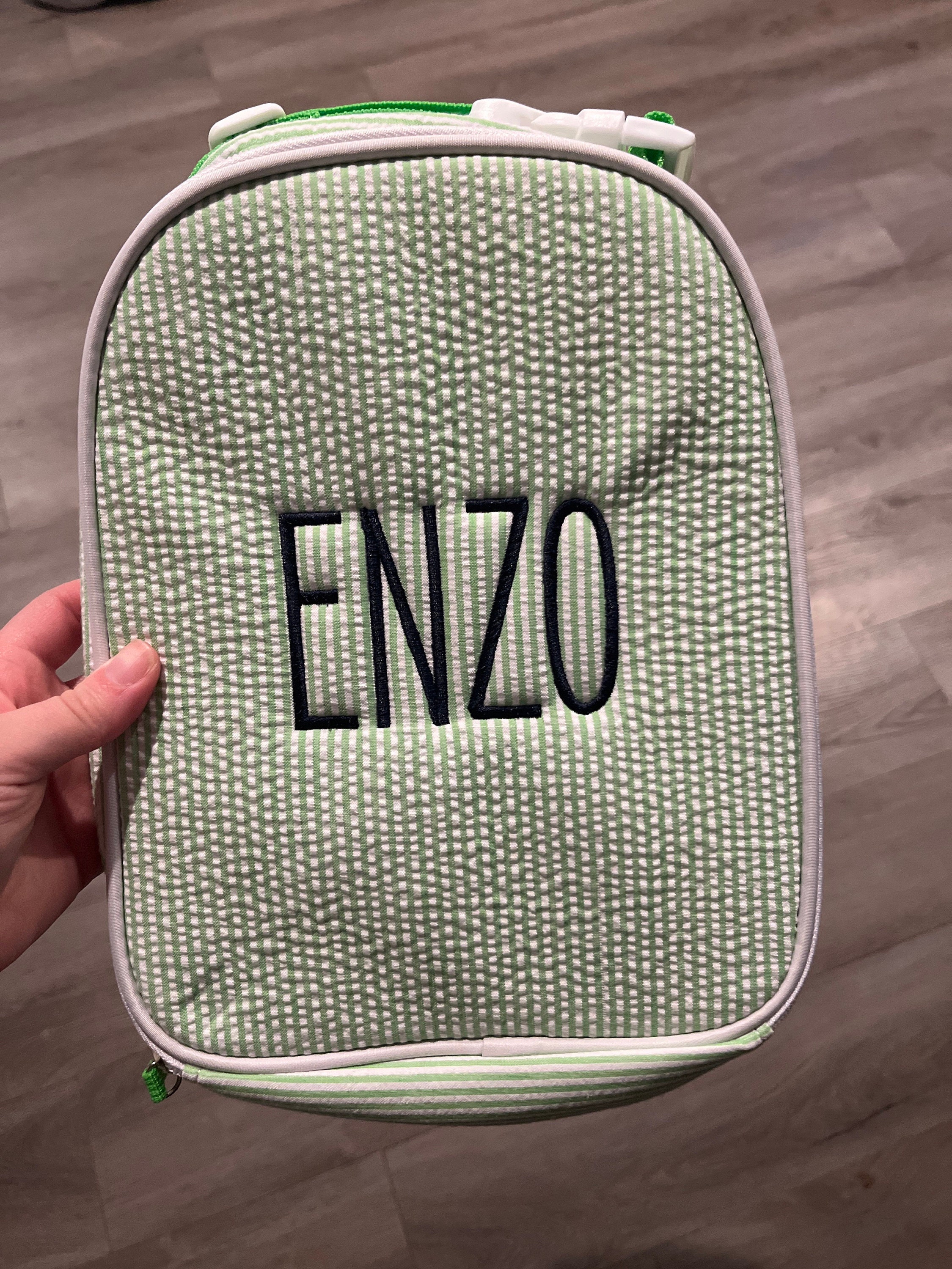 Monogrammed Seersucker lunch bag, Seersucker Lunch tote, Lunch bag, lunch bag with name, personalized lunch bag, monogrammed lunch box