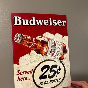 Replica Vintage Budweiser Beer Advertising Sign 9x12