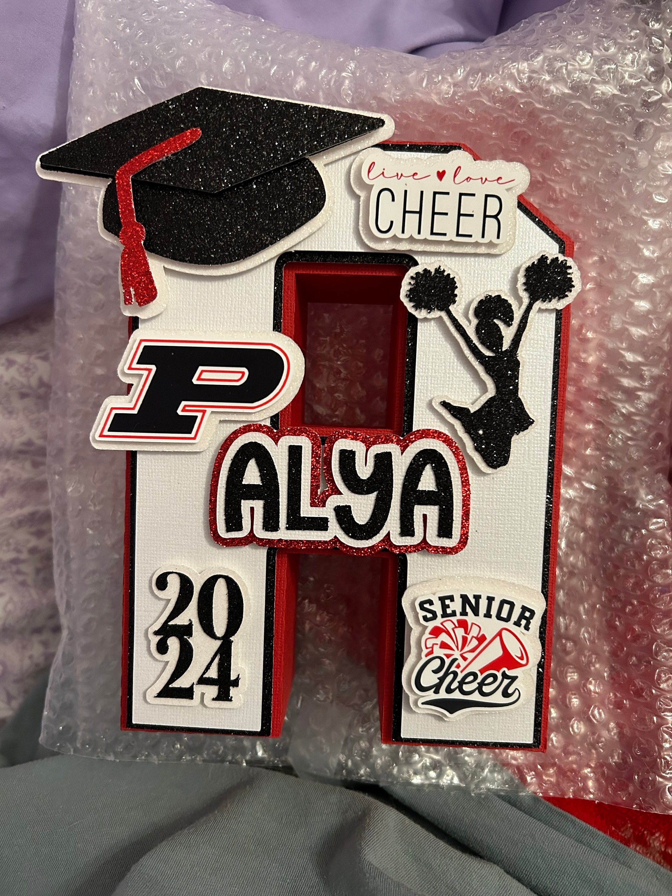 Cheer Team Gifts 3D Letter | Personalized Cheerleader Gift | Cheer Coach Gifts | Senior Cheerleader Graduation Gift | Graduation Centerpiece
