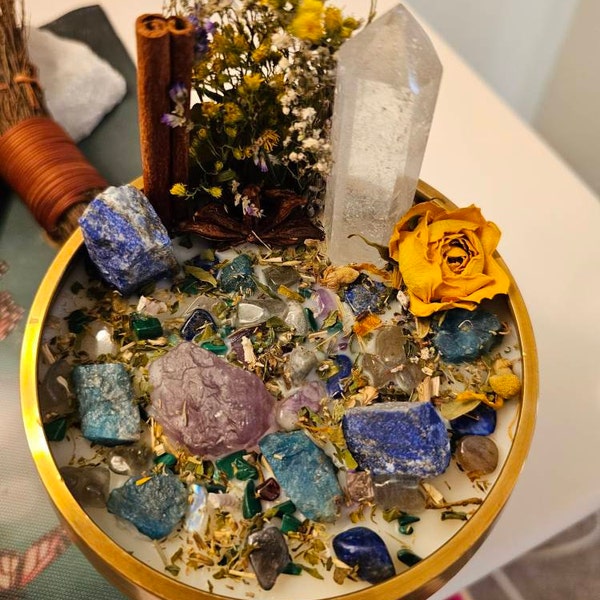 Third Eye Awakening Intention Candle With Crystals Herbs & Flowers- Bay ...