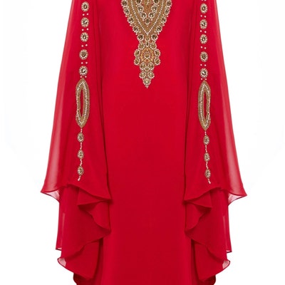 Amina Moroccan Abaya Caftan, Gold Embellished Kaftan Dress, Kaftan Maxi ...