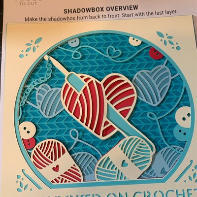 3D Crochet Shadow Box, I'm Hooked on Crochet SVG, Yarn Heart, Heart