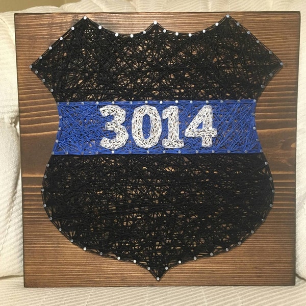Police Badge String Art Sign, LEO, Thin Blue Line, Officer Gift, Police ...