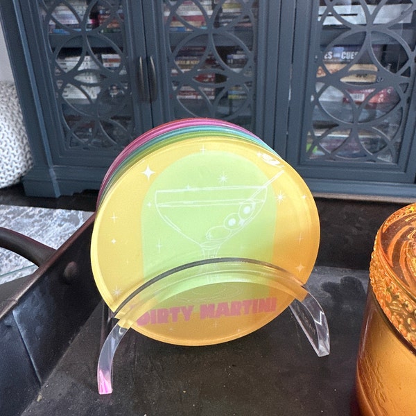 Large acrylic tray with gold handles martini olives pattern laura