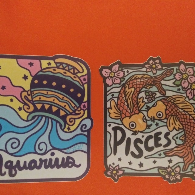 Pisces Zodiac Glitter Sticker, Pisces Sticker, Zodiac Kids Glitter Sticker,  Pisces Zodiac Sticker, Water Bottle, Laptop, Phone Stickers 