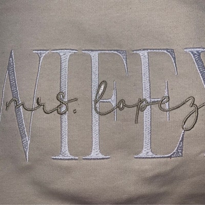 WIFEY Established Embroidery Design Tall Serif Font Satin Stitch Four ...