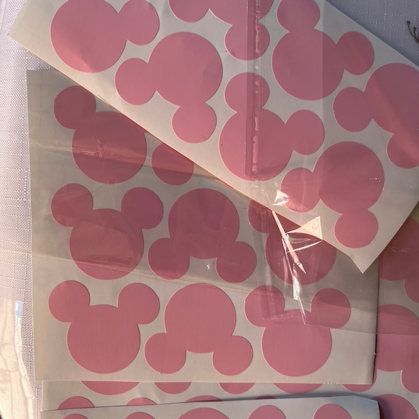 12 Pink Minnie Mouse Vinyl Stickers, Head for Cups or Party Favors ...