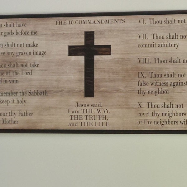 10 Commandments Wall Art - Spiritual Art - Carved Wood Wall Art ...
