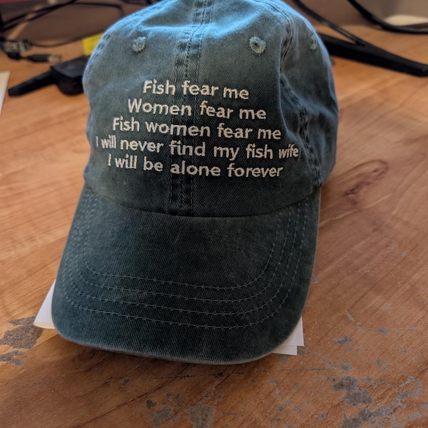 Fish Fear Me Embroidered Dad Hat - Funny Fishing Cap - Etsy