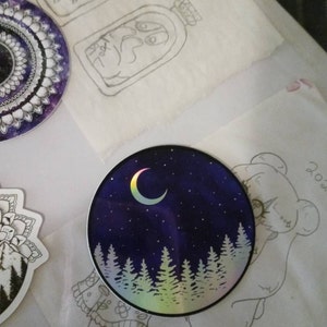 Mini Sticker Holographic Nature Sticker Pop-socket Sticker - Etsy
