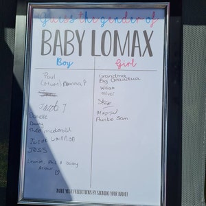 Personalised Guess the Gender Baby Shower Party Game Etsy