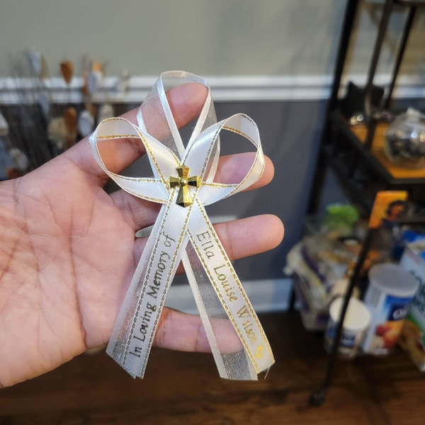 Personalized Funeral Ribbons With Pin:, Memorial Favors Double Ribbons ...