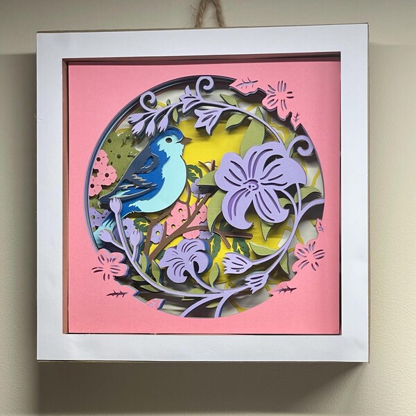 3D Bird Shadow Box SVG, Bird Flowers Svg, Layered Cardstock Svg, for ...
