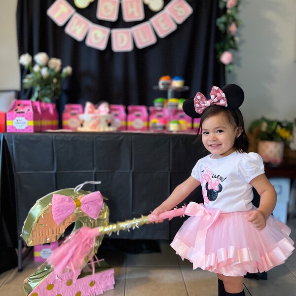 20'' Tall Number Two Pinata Second Birthday Pinata Pink Color & Gold ...
